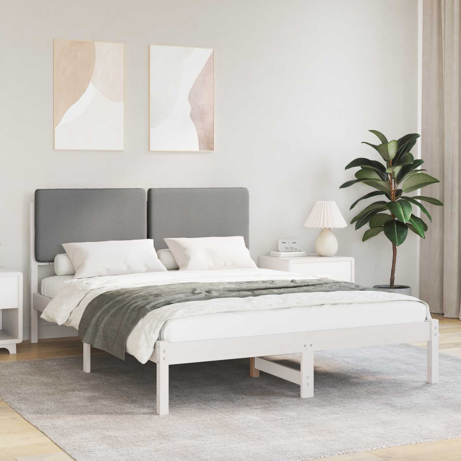 vidaXL Bedframe met Gevoerd Hoofdgedeelte Lichtgrijs 180 x 200 cm