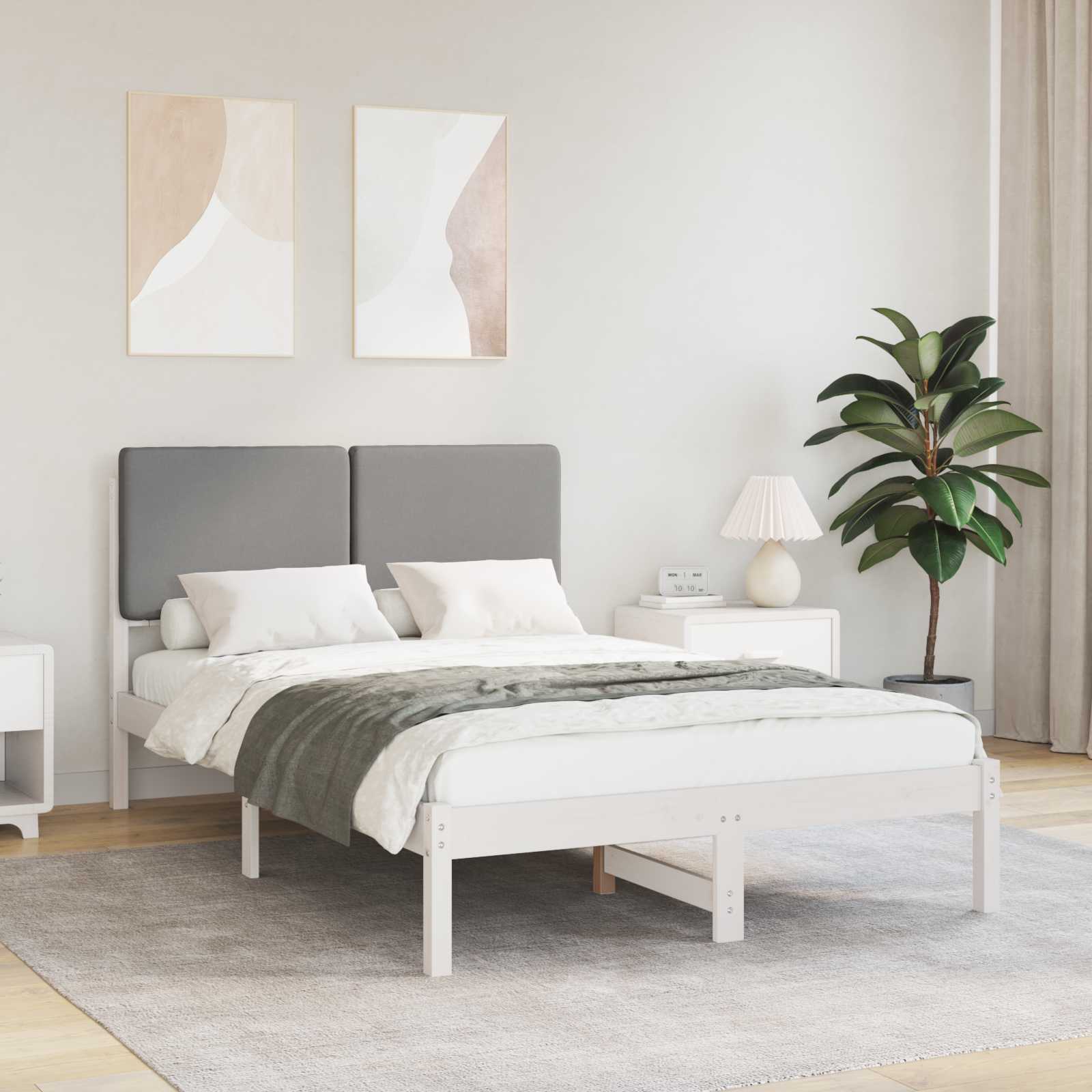 vidaXL Bedframe met Gevoerd Hoofdgedeelte Lichtgrijs 180 x 200 cm