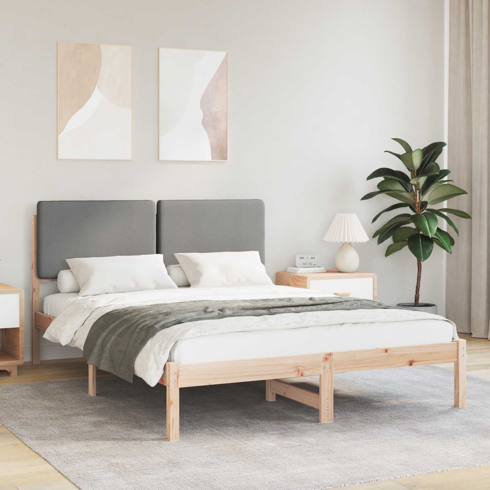 vidaXL Bedframe met Gevoerd Hoofdgedeelte Lichtgrijs 180 x 200 cm