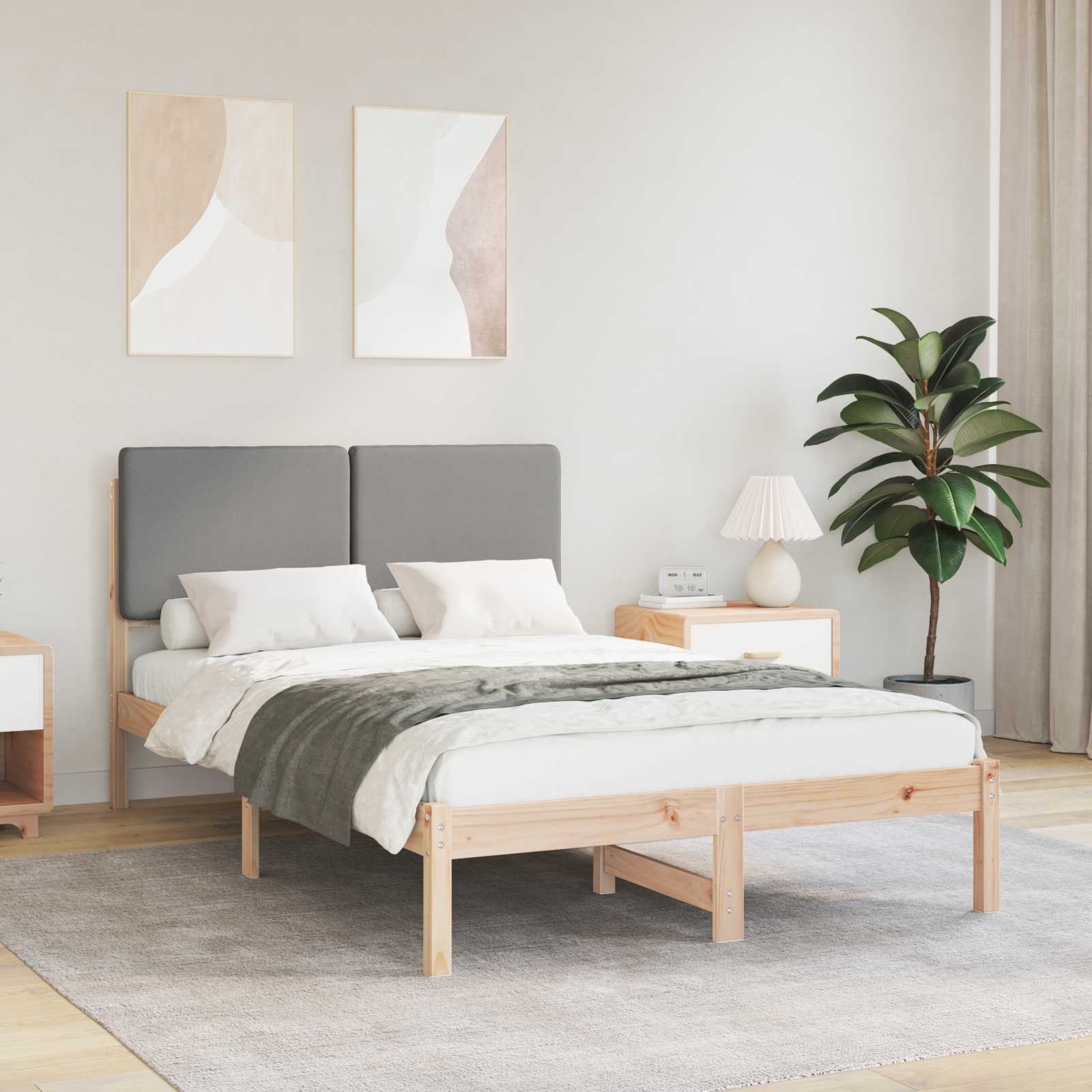 vidaXL Bedframe met Gevoerd Hoofdgedeelte Lichtgrijs 180 x 200 cm