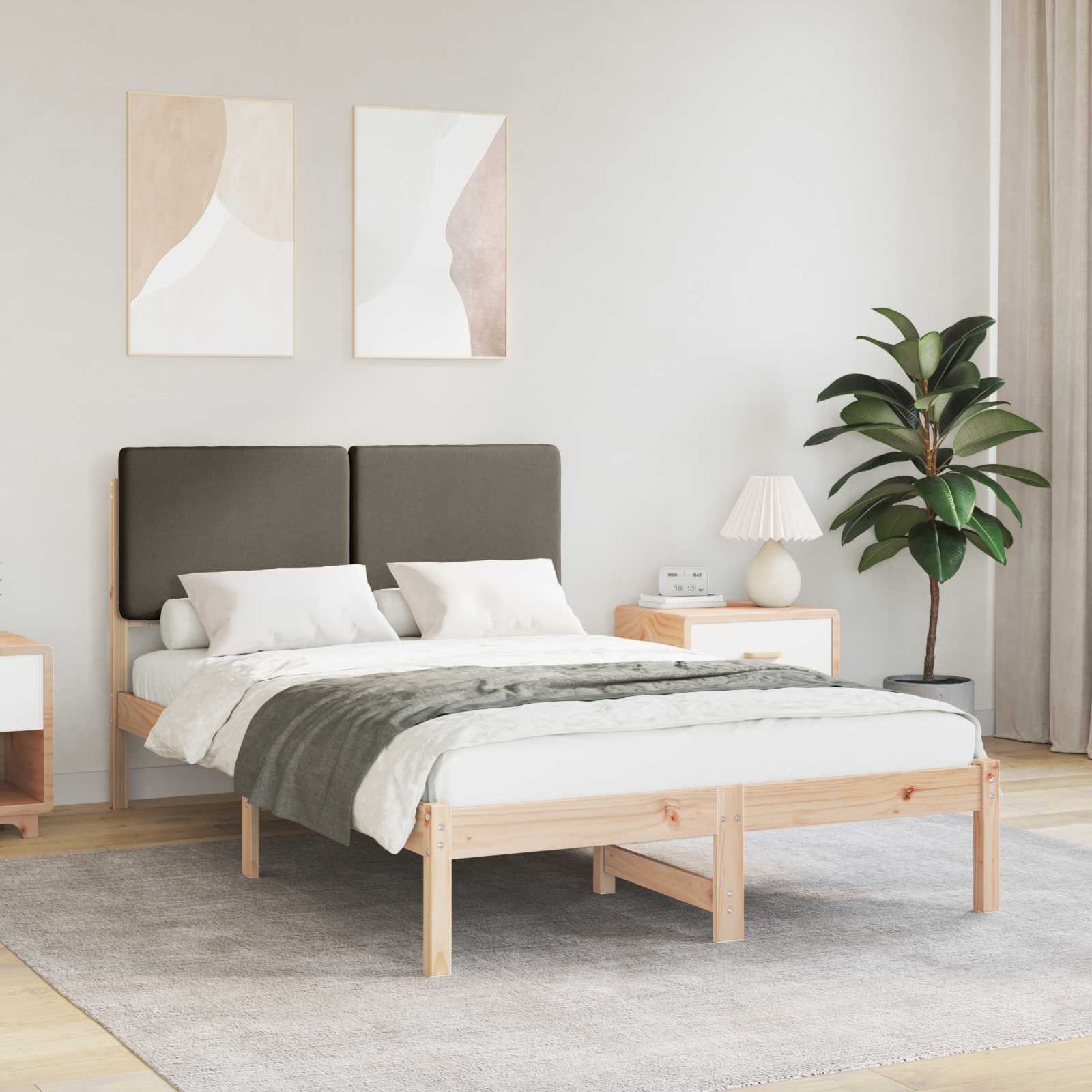 vidaXL Bedframe met Gevoerd Hoofdgedeelte Lichtgrijs 180 x 200 cm