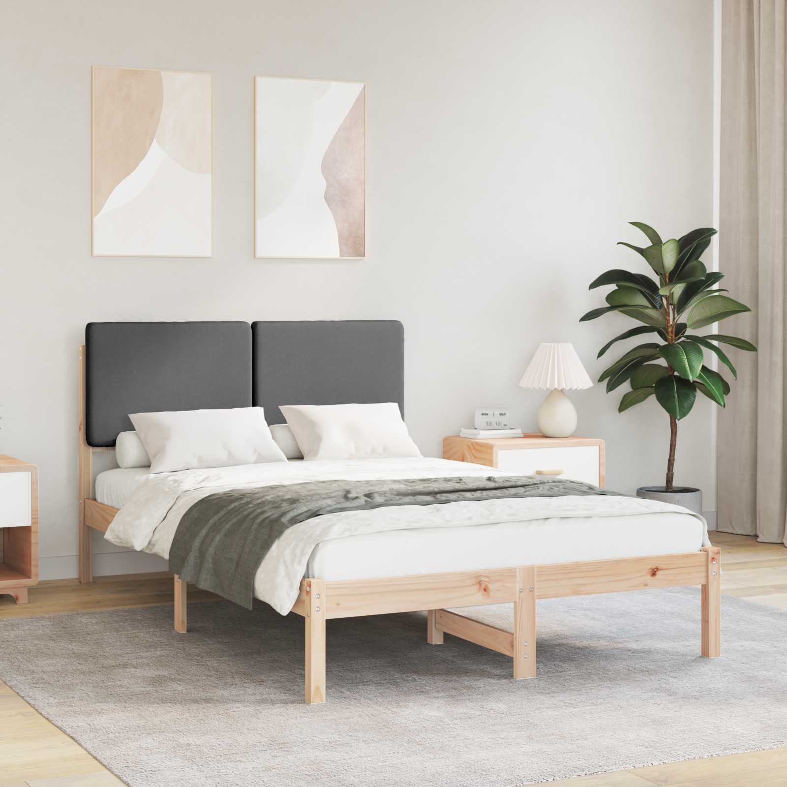vidaXL Bedframe met Gevoerd Hoofdgedeelte Lichtgrijs 180 x 200 cm