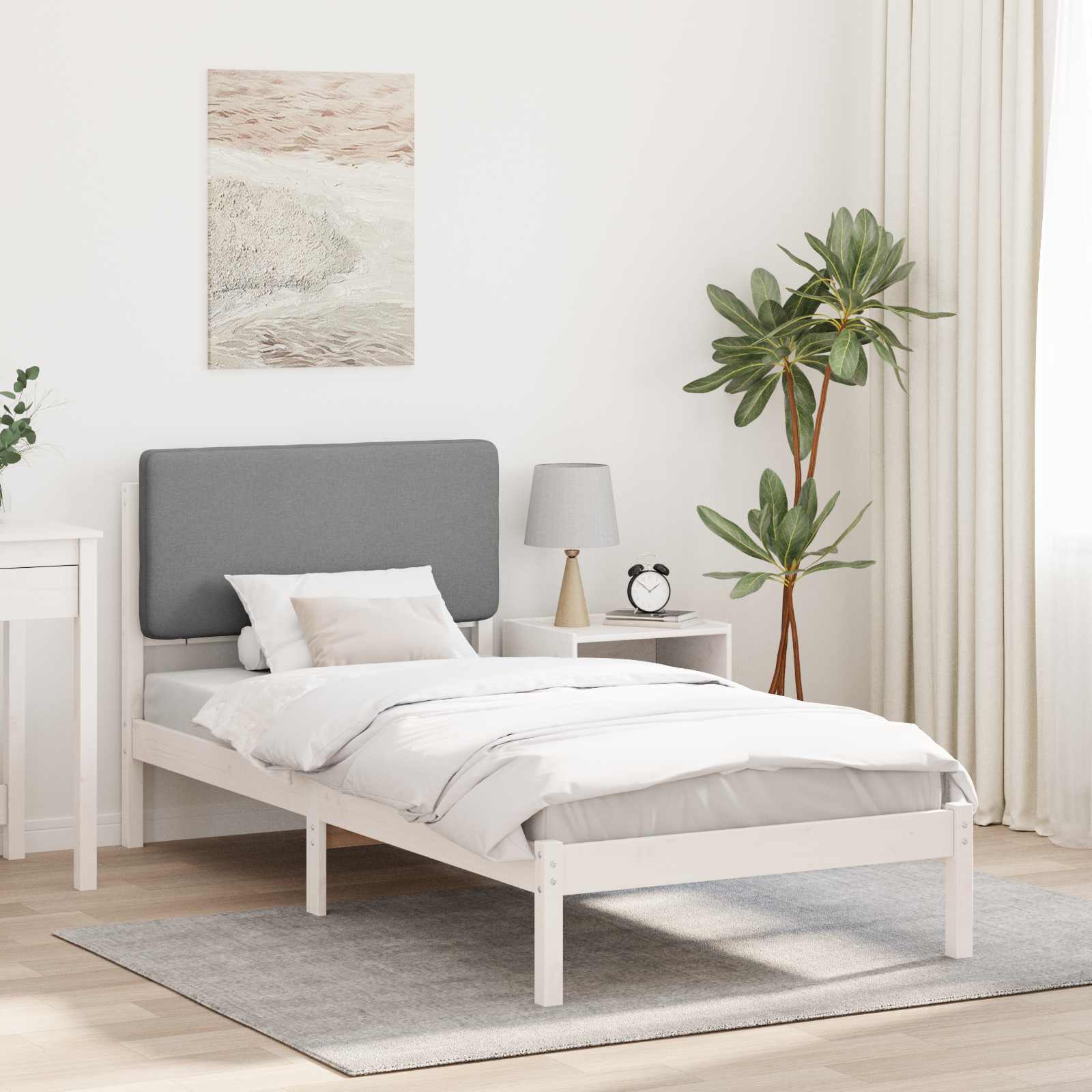vidaXL Bedframe met Gevoerd Hoofdgedeelte Lichtgrijs 180 x 200 cm