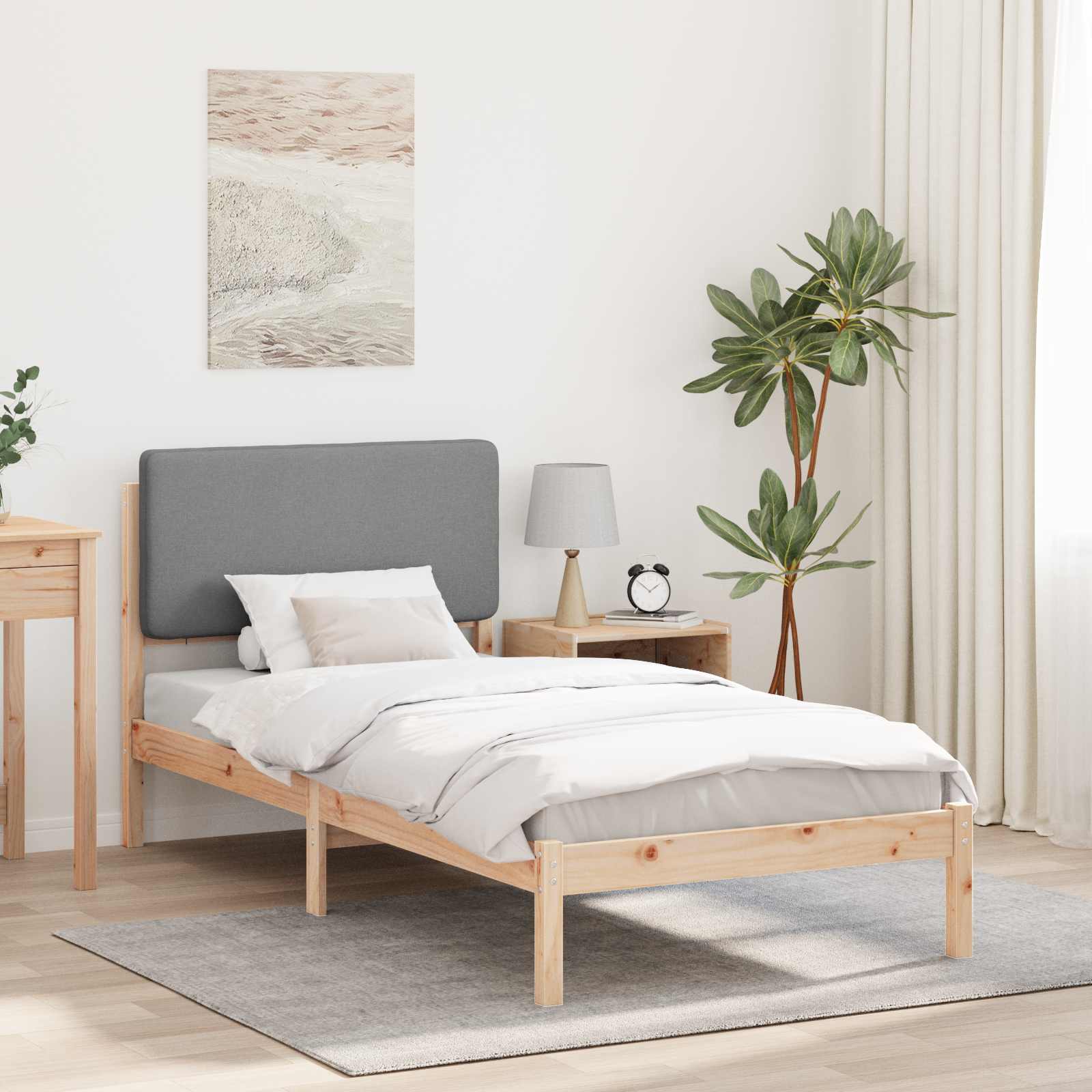 vidaXL Bedframe met Gevoerd Hoofdgedeelte Lichtgrijs 180 x 200 cm