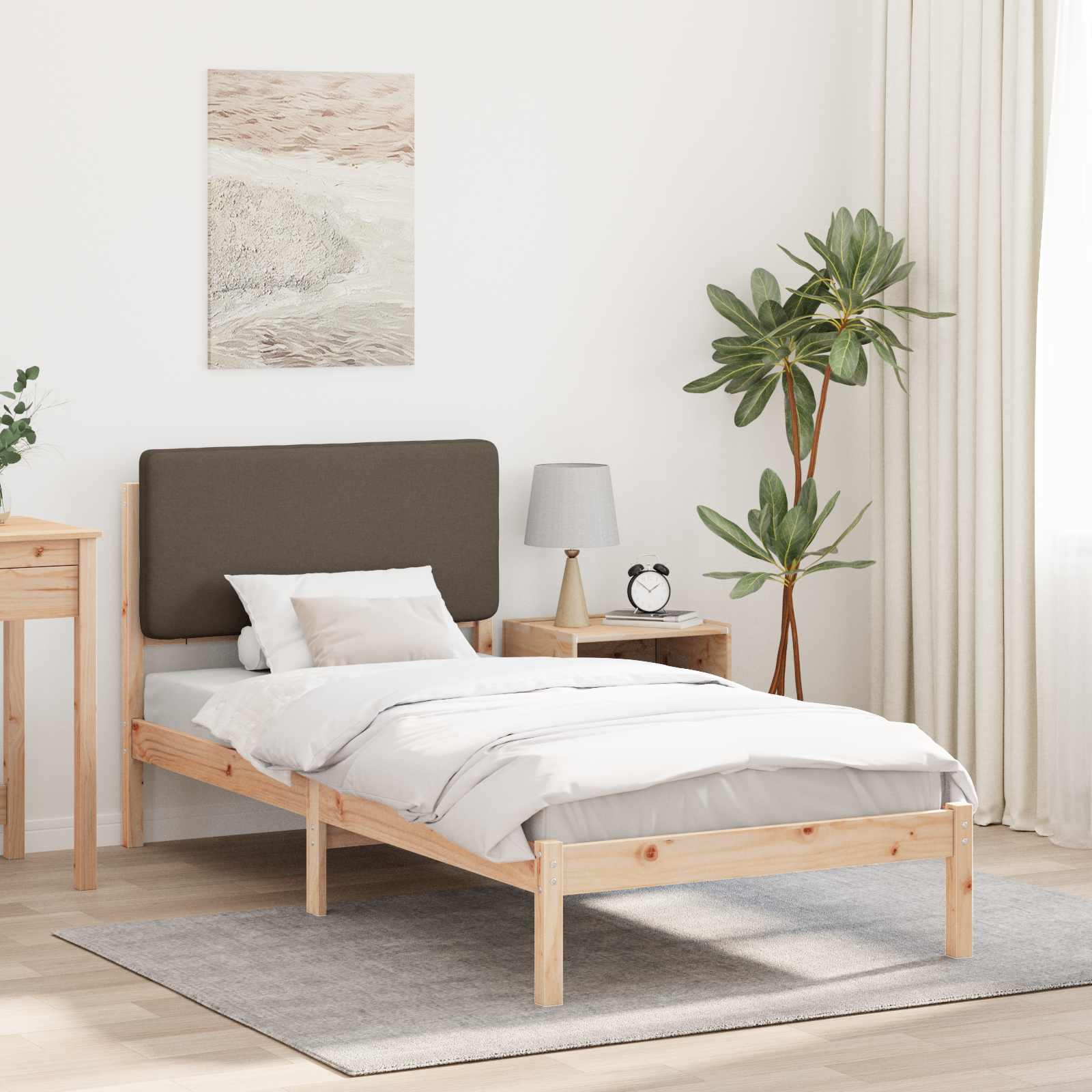 vidaXL Bedframe met Gevoerd Hoofdgedeelte Lichtgrijs 180 x 200 cm