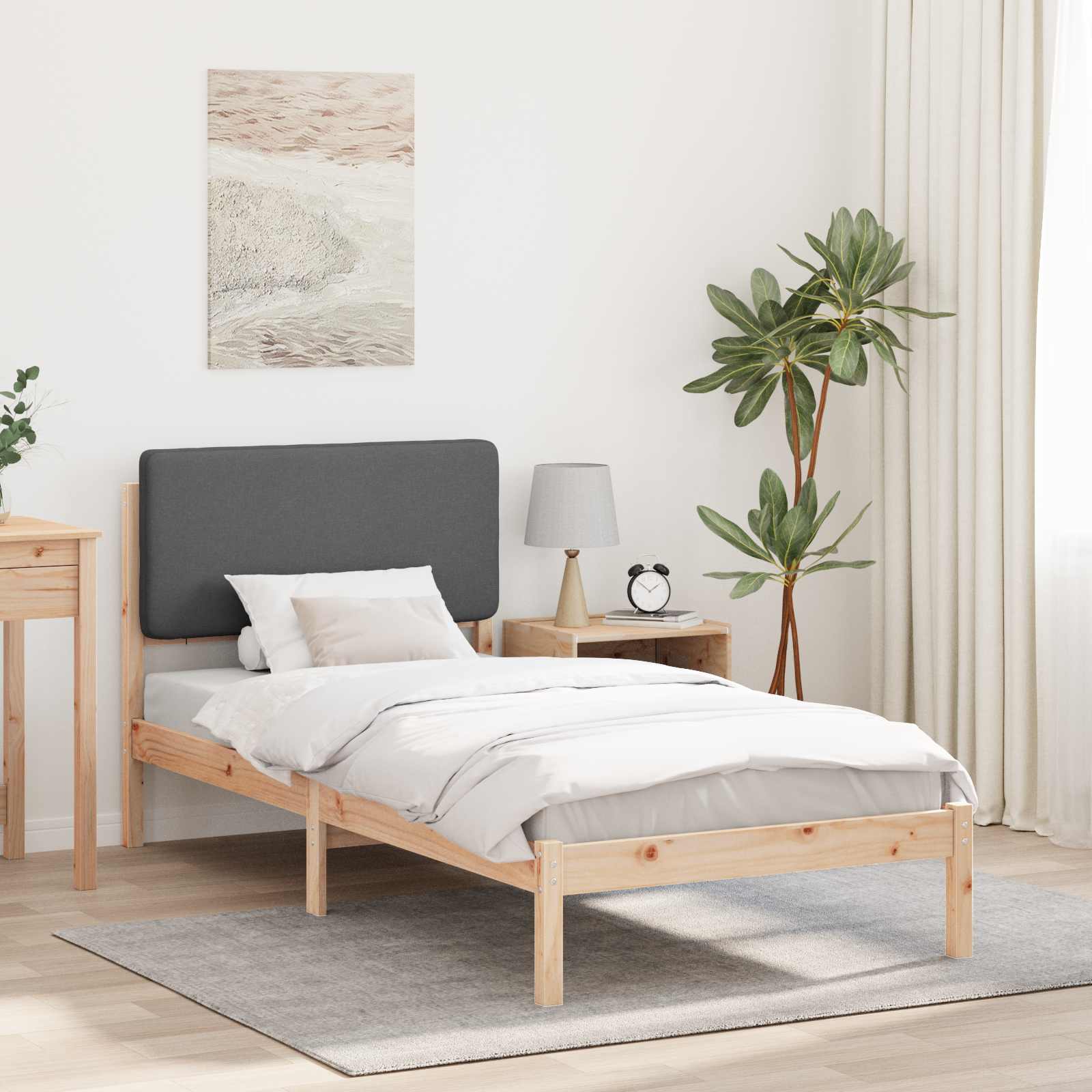 vidaXL Bedframe met Gevoerd Hoofdgedeelte Lichtgrijs 180 x 200 cm