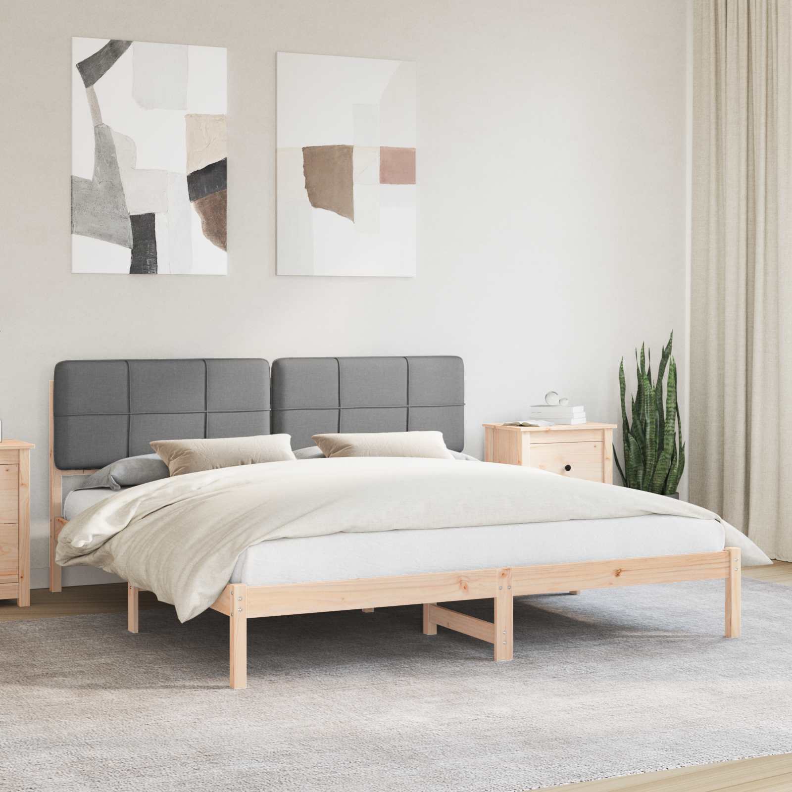 vidaXL Bedframe met Gevoerd Hoofdgedeelte Lichtgrijs 180 x 200 cm