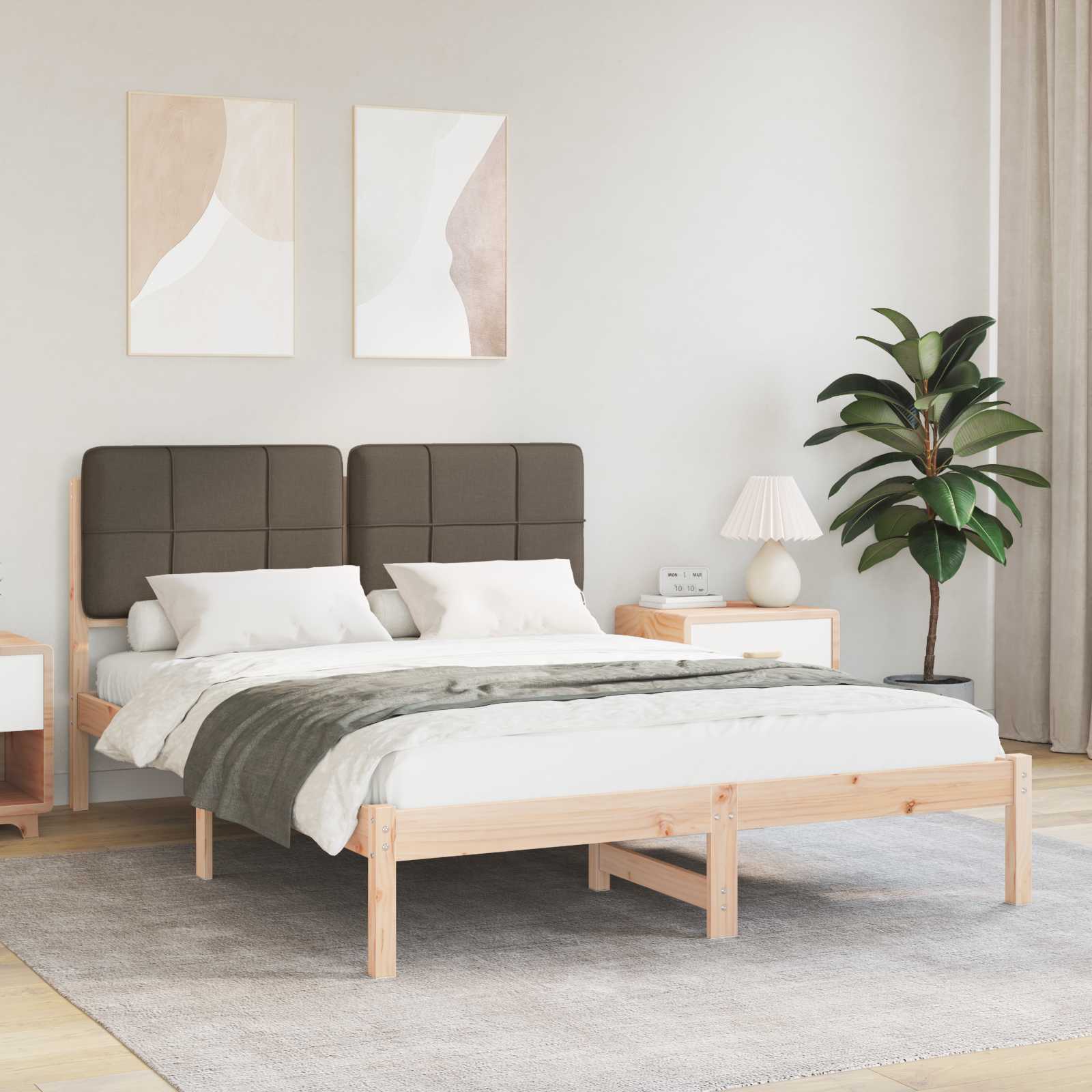 vidaXL Bedframe met Gevoerd Hoofdgedeelte Lichtgrijs 180 x 200 cm