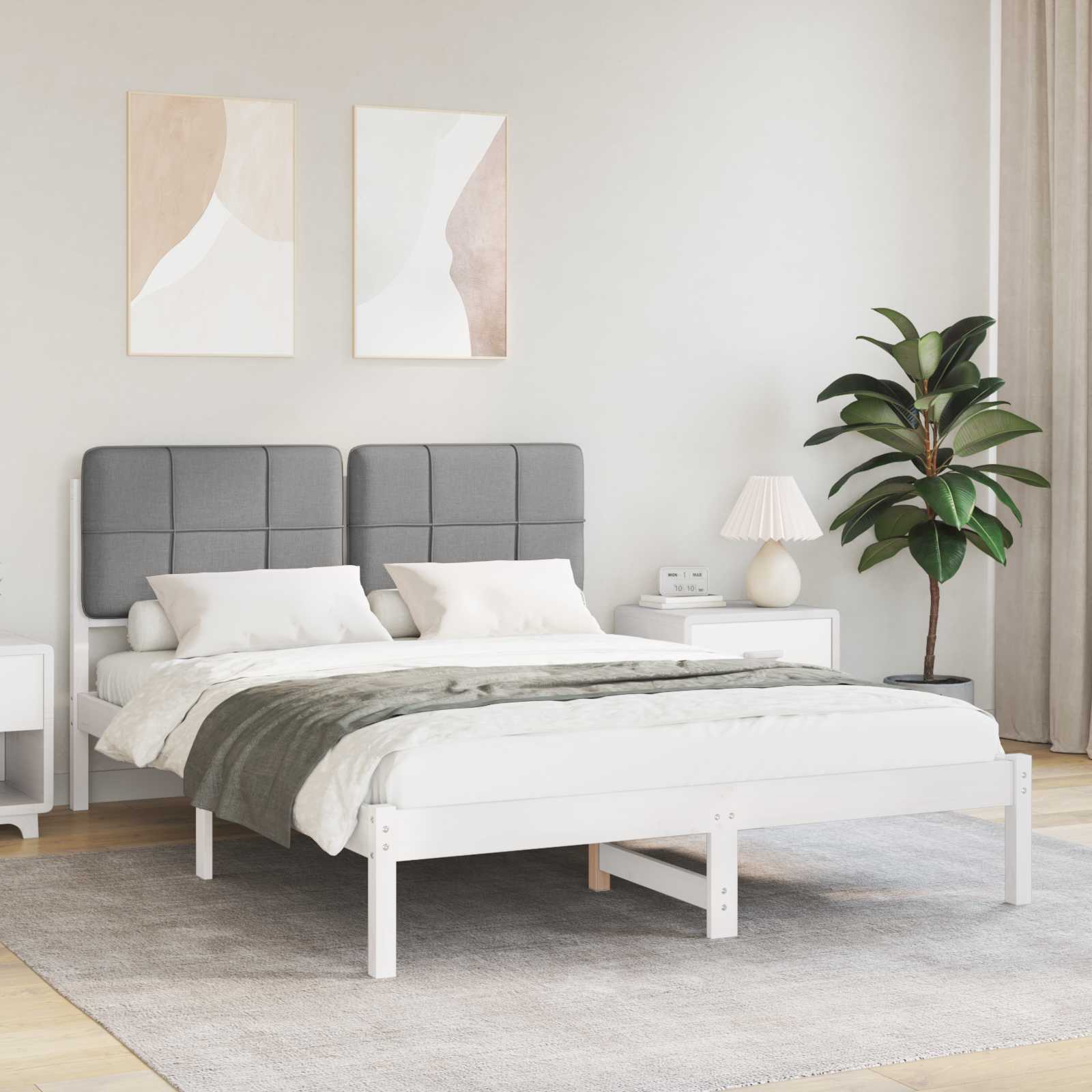 vidaXL Bedframe met Gevoerd Hoofdgedeelte Lichtgrijs 180 x 200 cm