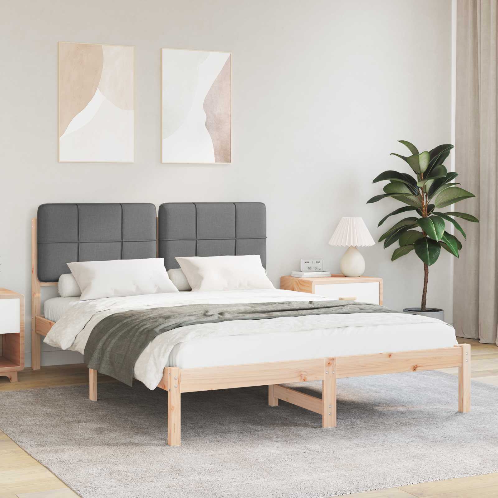 vidaXL Bedframe met Gevoerd Hoofdgedeelte Lichtgrijs 180 x 200 cm