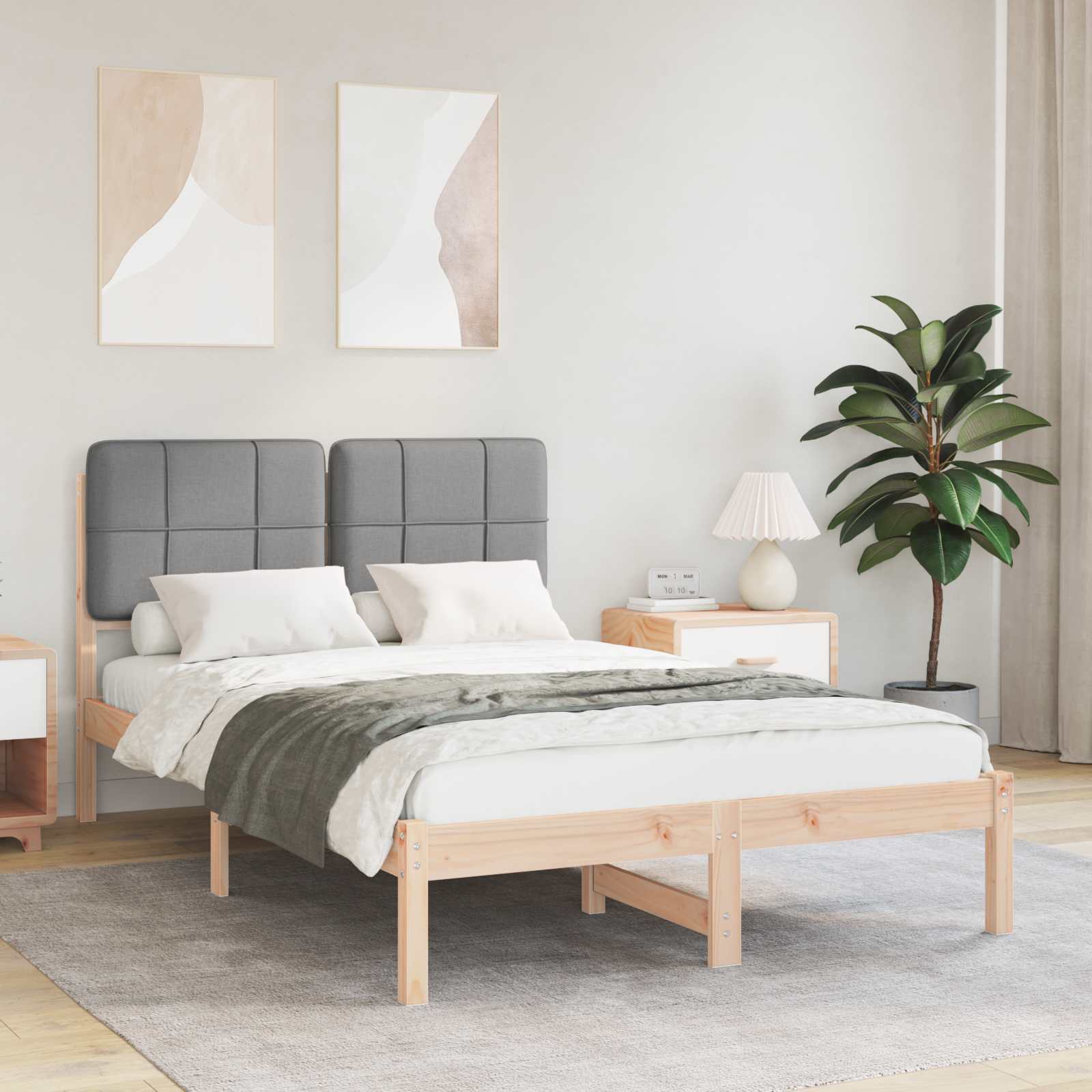 vidaXL Bedframe met Gevoerd Hoofdgedeelte Lichtgrijs 180 x 200 cm