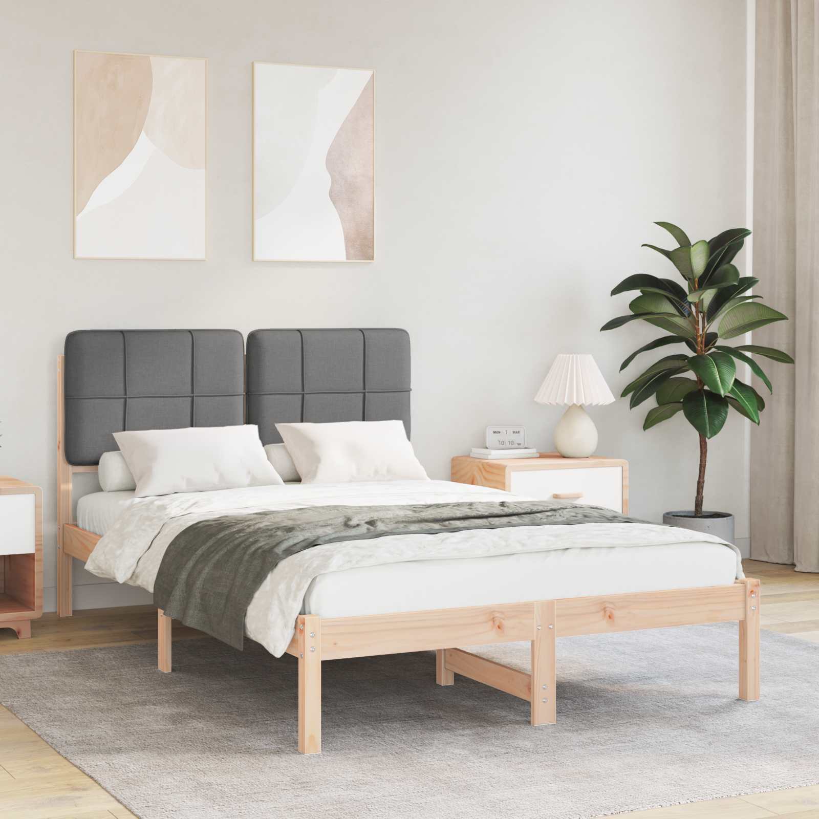 vidaXL Bedframe met Gevoerd Hoofdgedeelte Lichtgrijs 180 x 200 cm