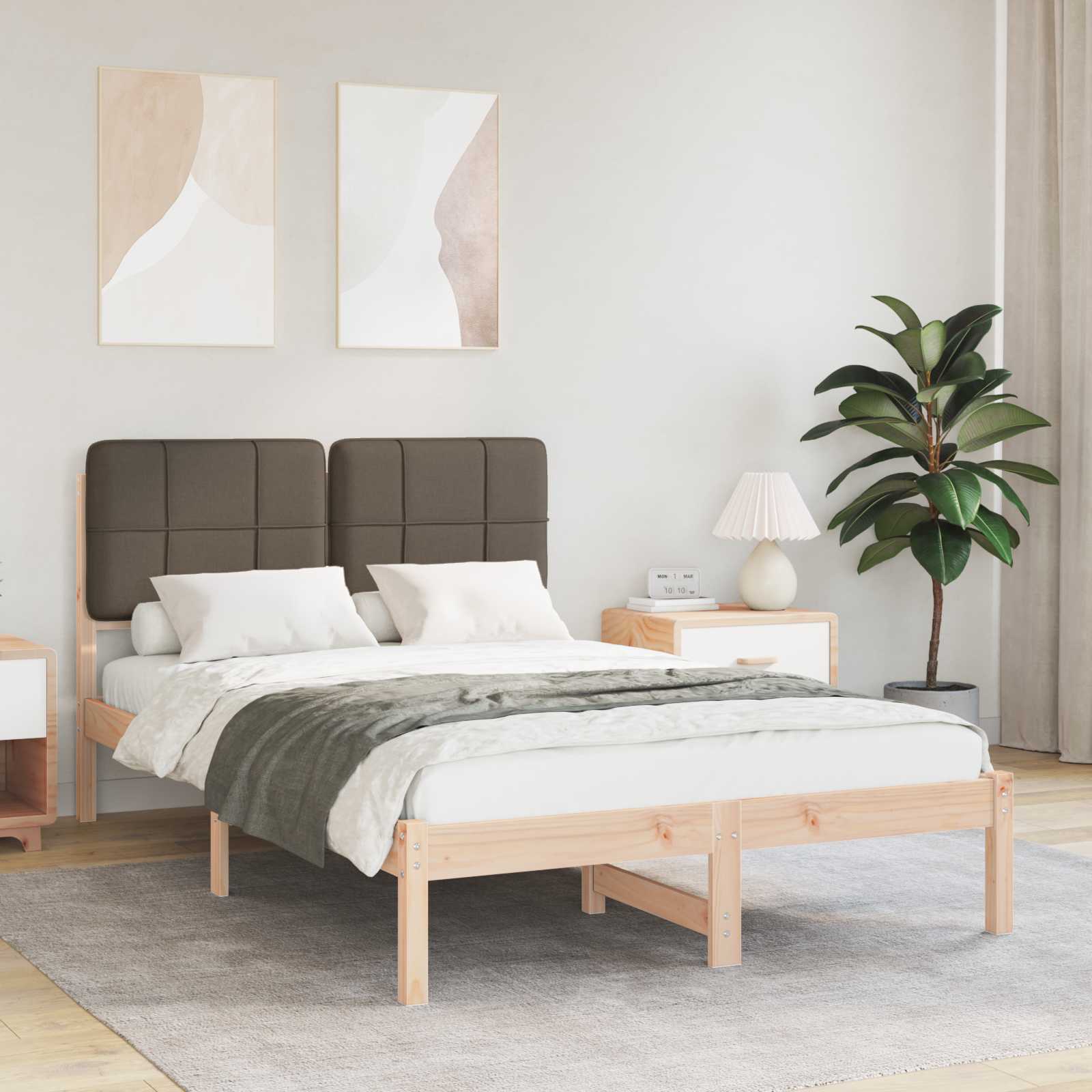vidaXL Bedframe met Gevoerd Hoofdgedeelte Lichtgrijs 180 x 200 cm