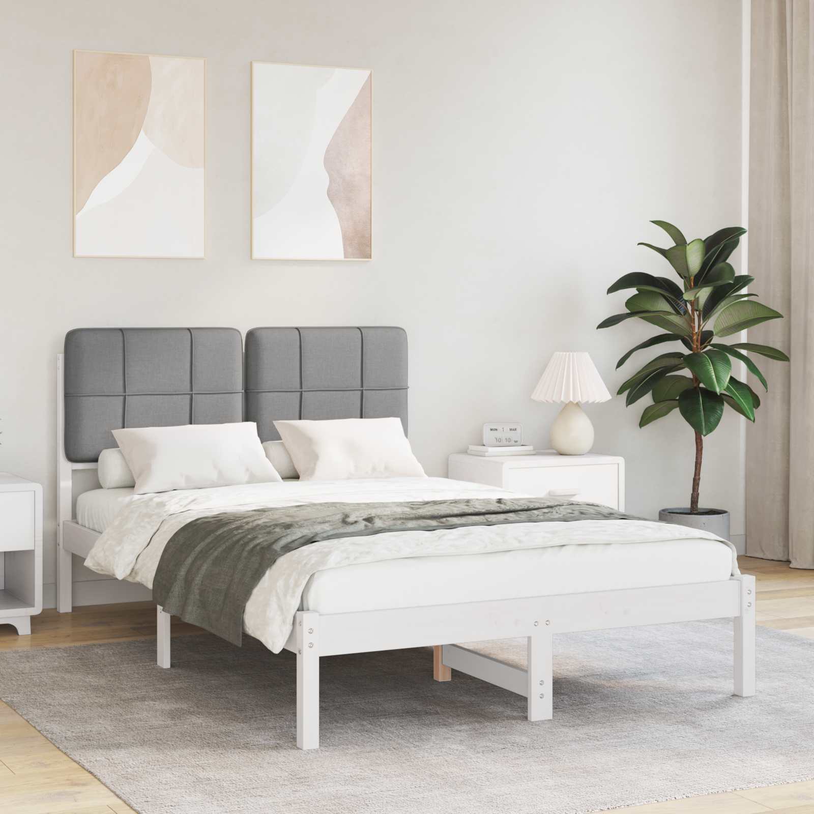 vidaXL Bedframe met Gevoerd Hoofdgedeelte Lichtgrijs 180 x 200 cm