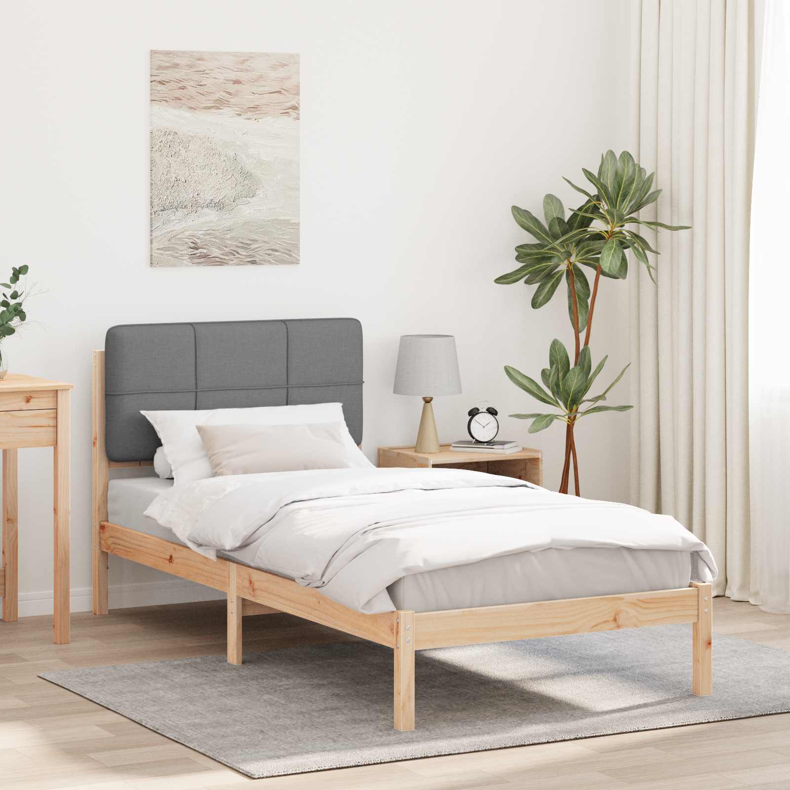 vidaXL Bedframe met Gevoerd Hoofdgedeelte Lichtgrijs 180 x 200 cm