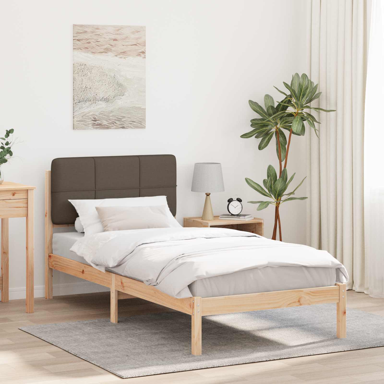 vidaXL Bedframe met Gevoerd Hoofdgedeelte Lichtgrijs 180 x 200 cm