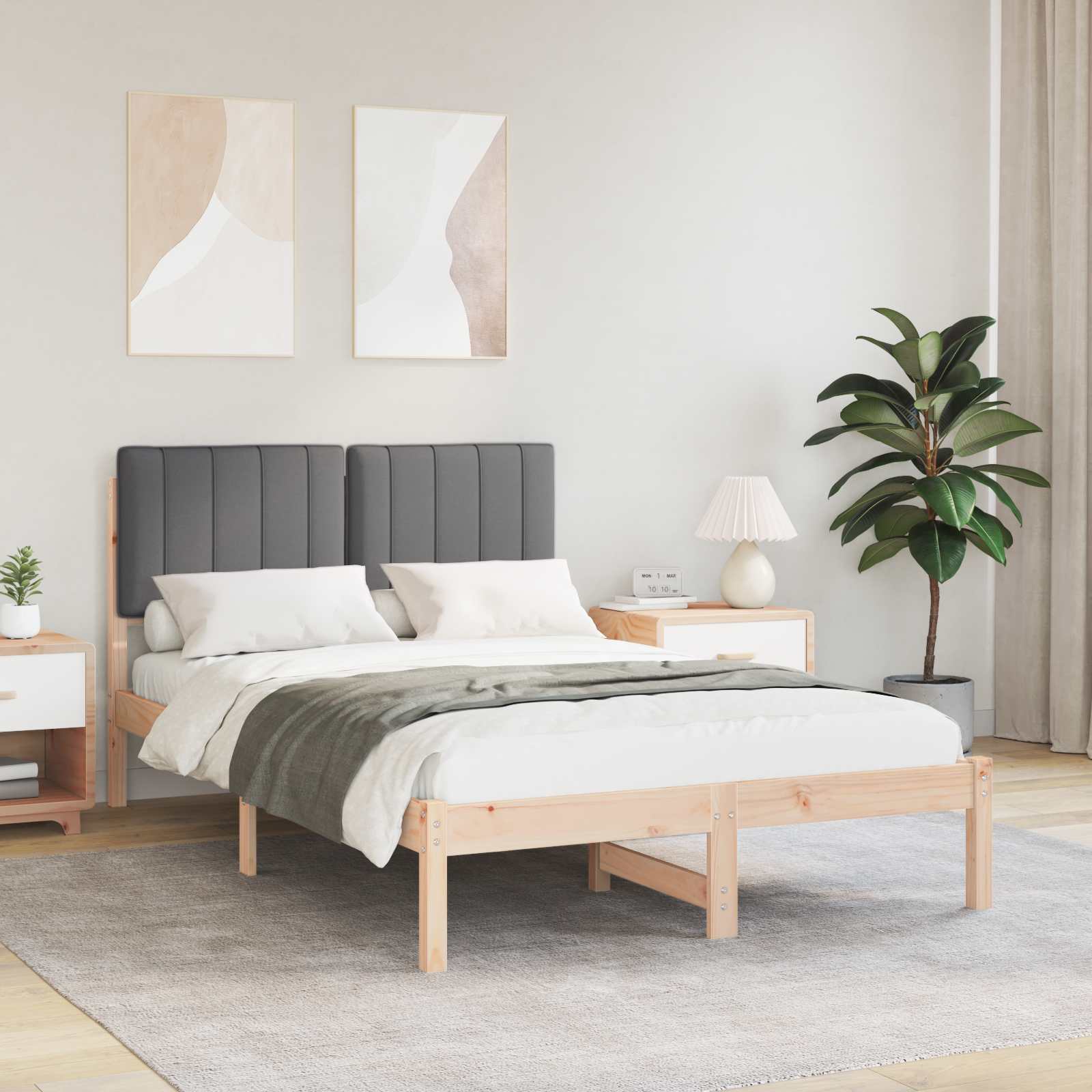vidaXL Bedframe met Gevoerd Hoofdgedeelte Lichtgrijs 180 x 200 cm