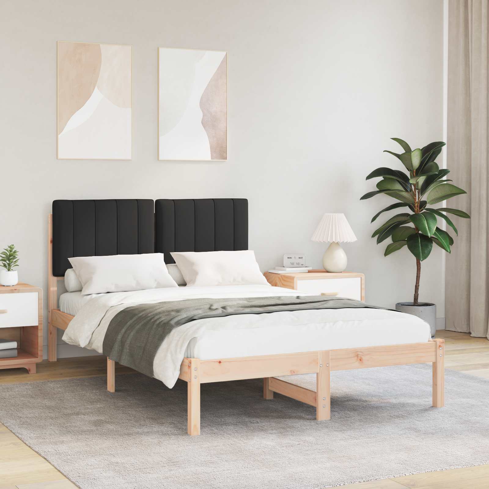 vidaXL Bedframe met Gevoerd Hoofdgedeelte Lichtgrijs 180 x 200 cm
