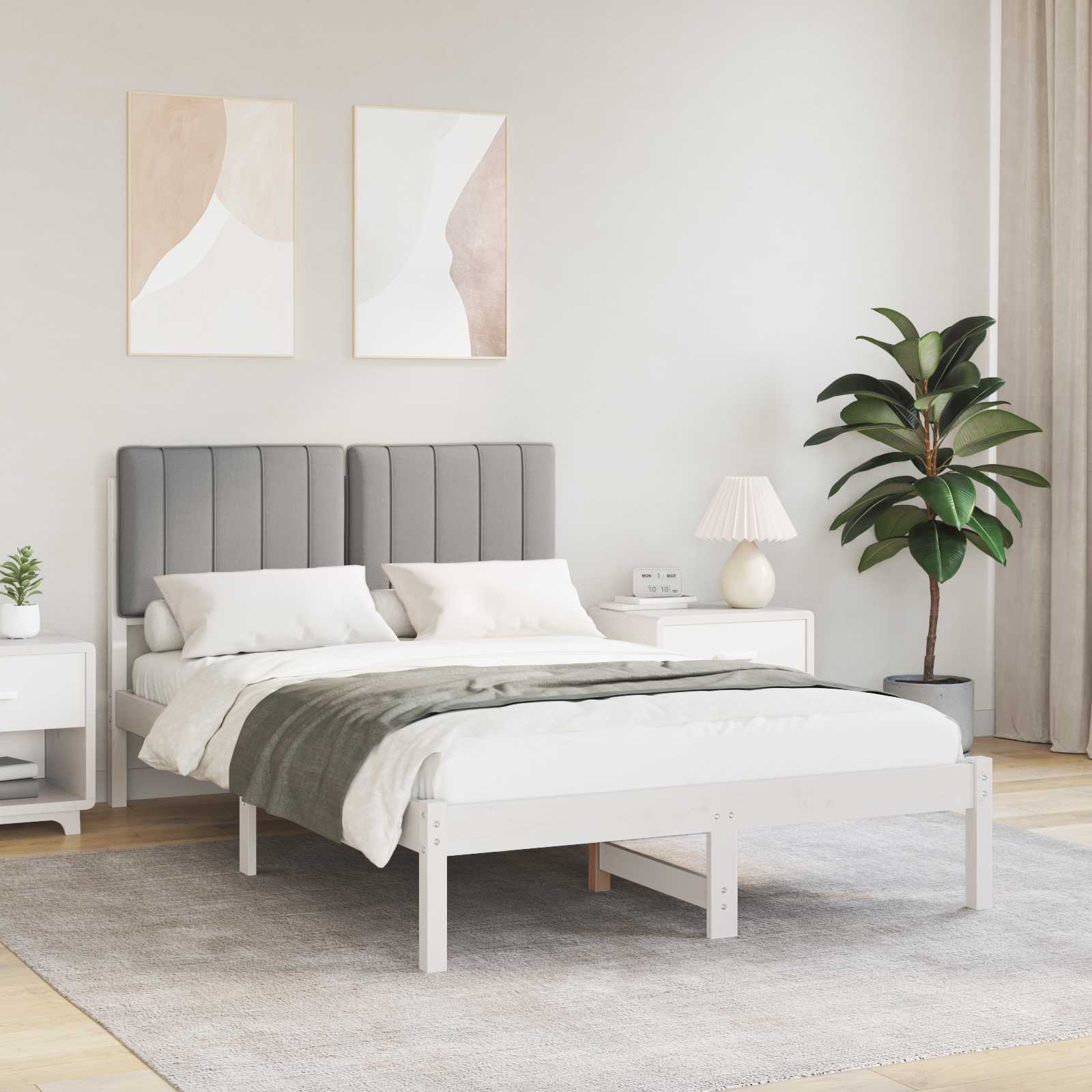 vidaXL Bedframe met Gevoerd Hoofdgedeelte Lichtgrijs 180 x 200 cm