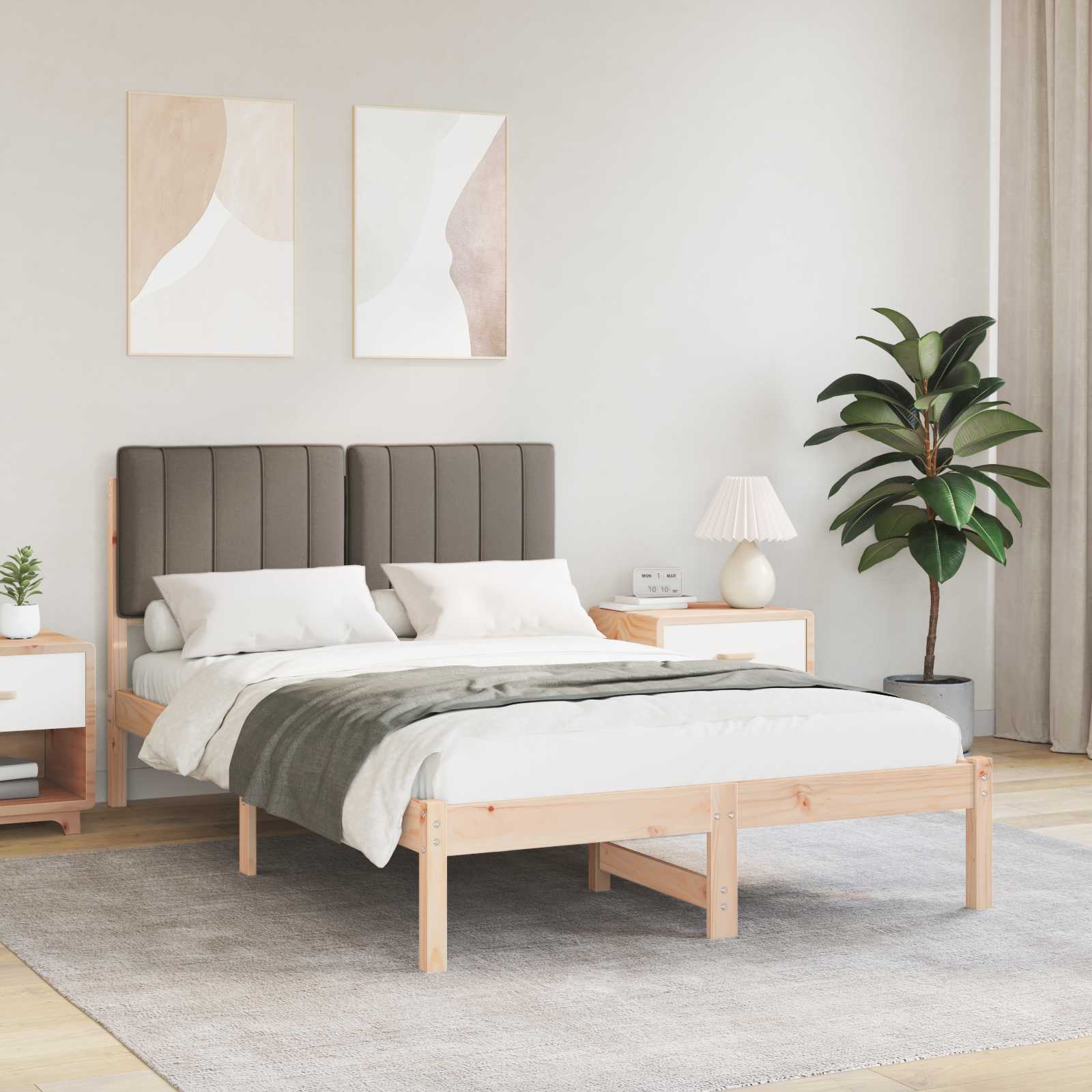 vidaXL Bedframe met Gevoerd Hoofdgedeelte Lichtgrijs 180 x 200 cm