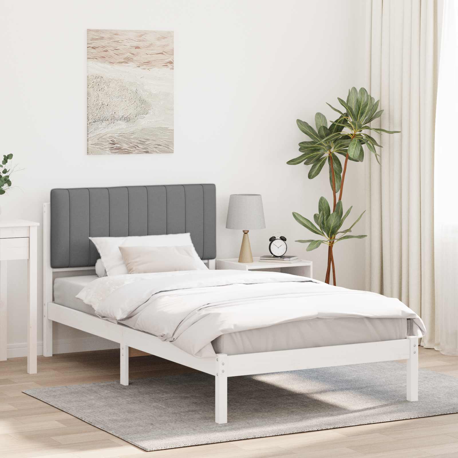 vidaXL Bedframe met Gevoerd Hoofdgedeelte Lichtgrijs 180 x 200 cm