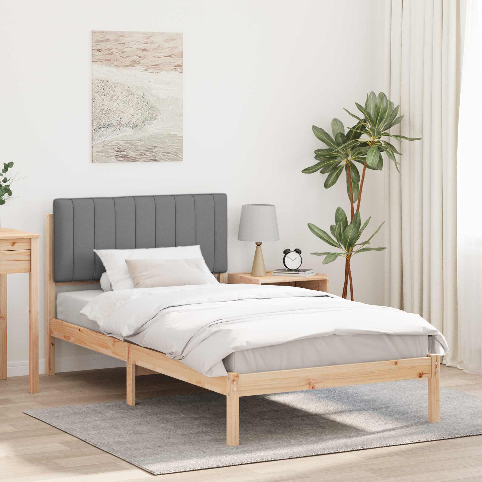 vidaXL Bedframe met Gevoerd Hoofdgedeelte Lichtgrijs 180 x 200 cm