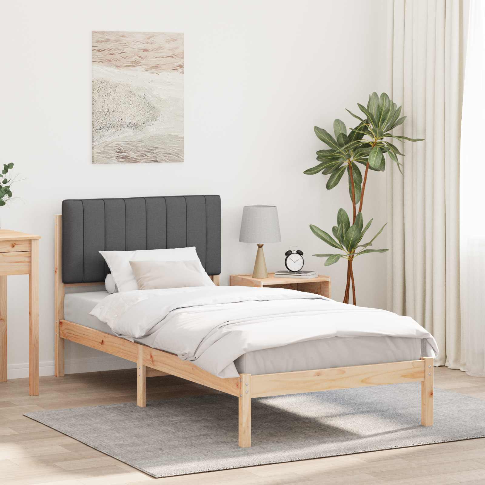 vidaXL Bedframe met Gevoerd Hoofdgedeelte Lichtgrijs 180 x 200 cm
