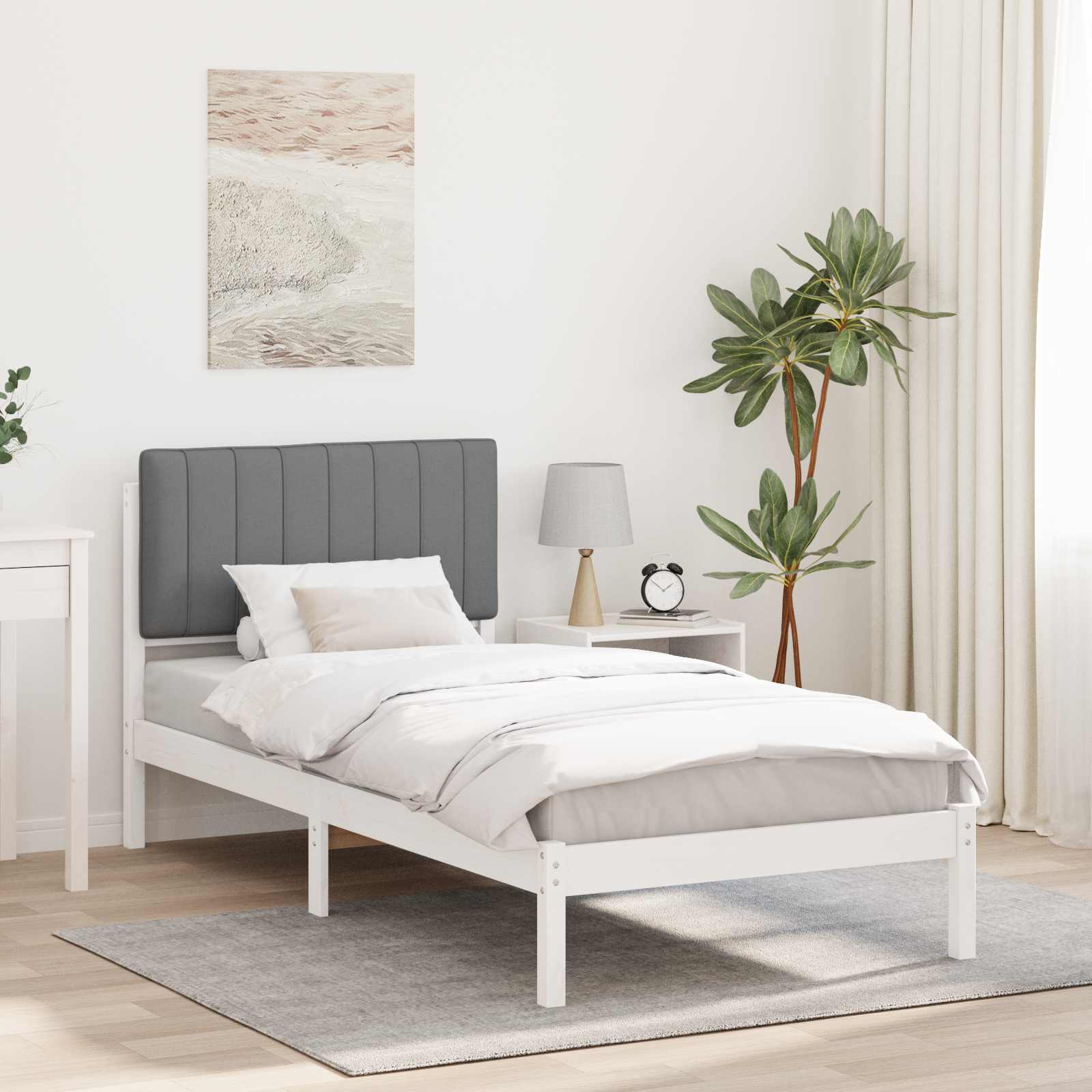 vidaXL Bedframe met Gevoerd Hoofdgedeelte Lichtgrijs 180 x 200 cm