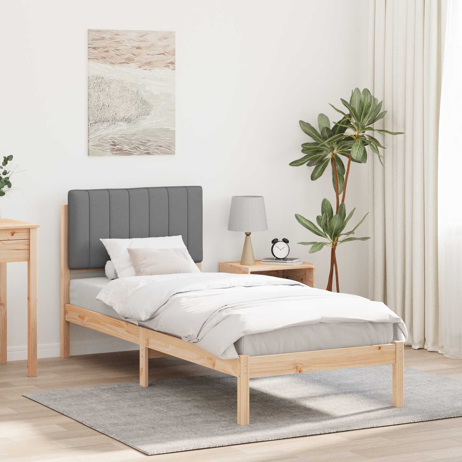 vidaXL Bedframe met Gevoerd Hoofdgedeelte Lichtgrijs 180 x 200 cm