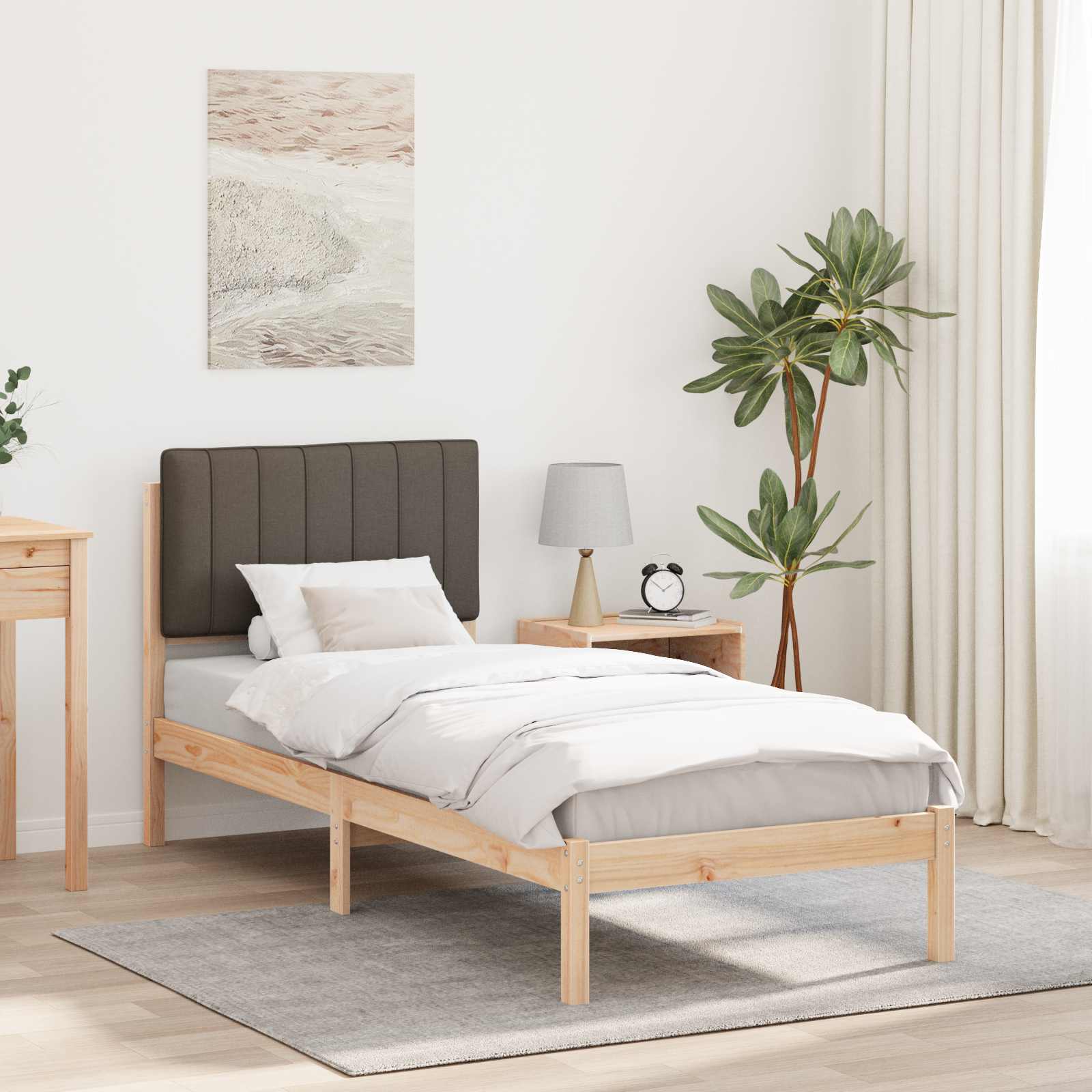 vidaXL Bedframe met Gevoerd Hoofdgedeelte Lichtgrijs 180 x 200 cm