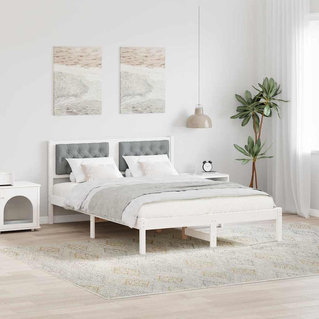vidaXL Bedframe met hoofdeinde Lichtgrijs 75 x 190 cm Stof
