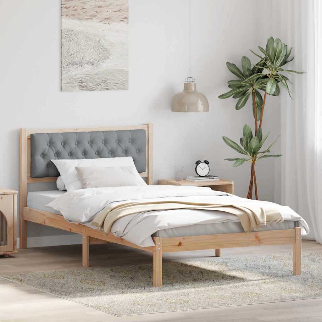 vidaXL Bedframe met hoofdeinde Lichtgrijs 75 x 190 cm Stof