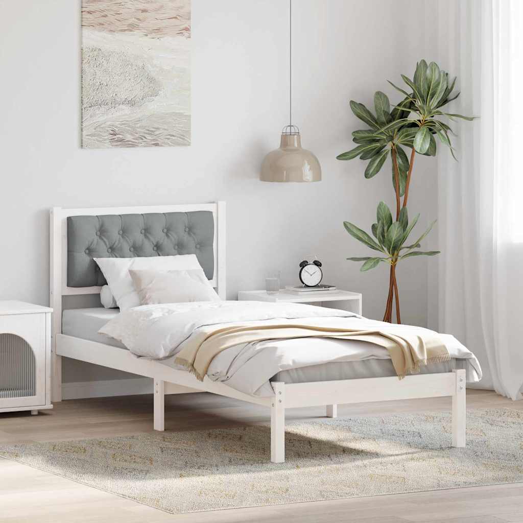 vidaXL Bedframe met hoofdeinde Lichtgrijs 75 x 190 cm Stof