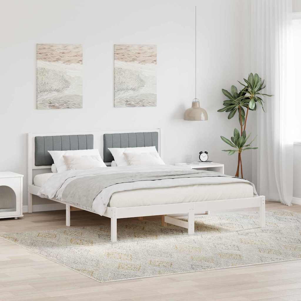 vidaXL Bedframe met Gevoerd Hoofdgedeelte Lichtgrijs 150 x 200 cm Stof