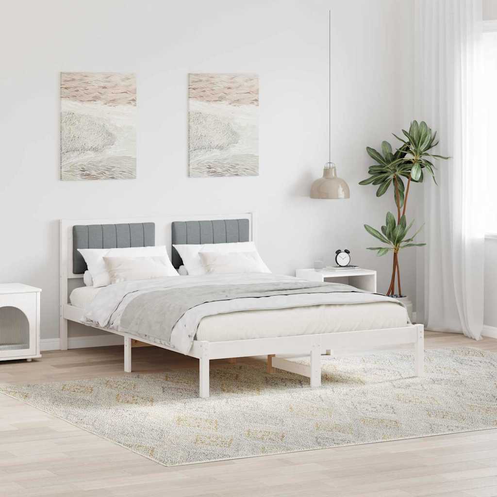 vidaXL Bedframe met Gevoerd Hoofdgedeelte Lichtgrijs 150 x 200 cm Stof