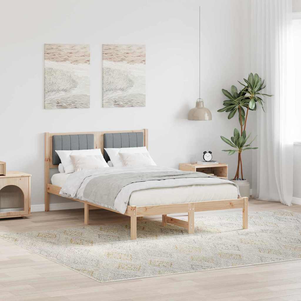 vidaXL Bedframe met Gevoerd Hoofdgedeelte Lichtgrijs 150 x 200 cm Stof