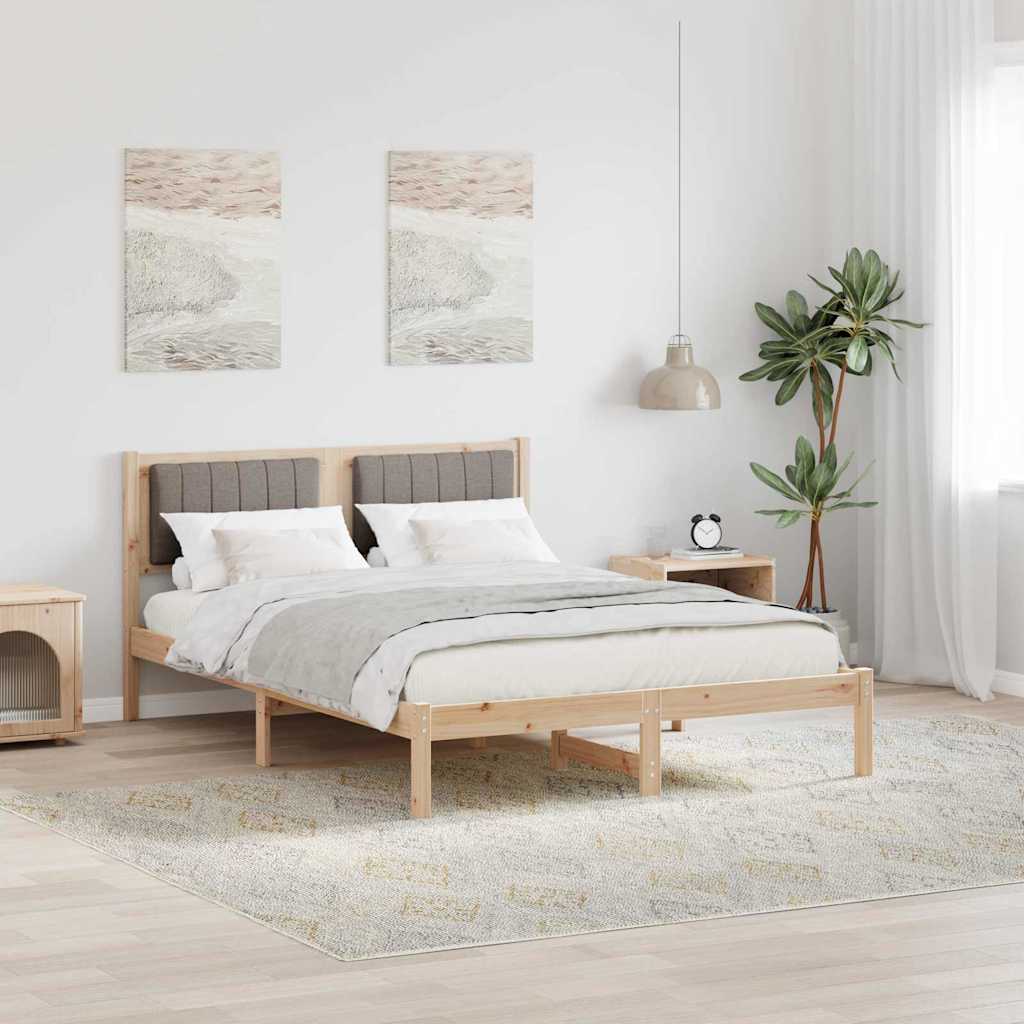 vidaXL Bedframe met Gevoerd Hoofdgedeelte Lichtgrijs 150 x 200 cm Stof