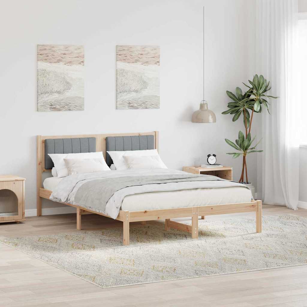 vidaXL Bedframe met Gevoerd Hoofdgedeelte Lichtgrijs 150 x 200 cm Stof
