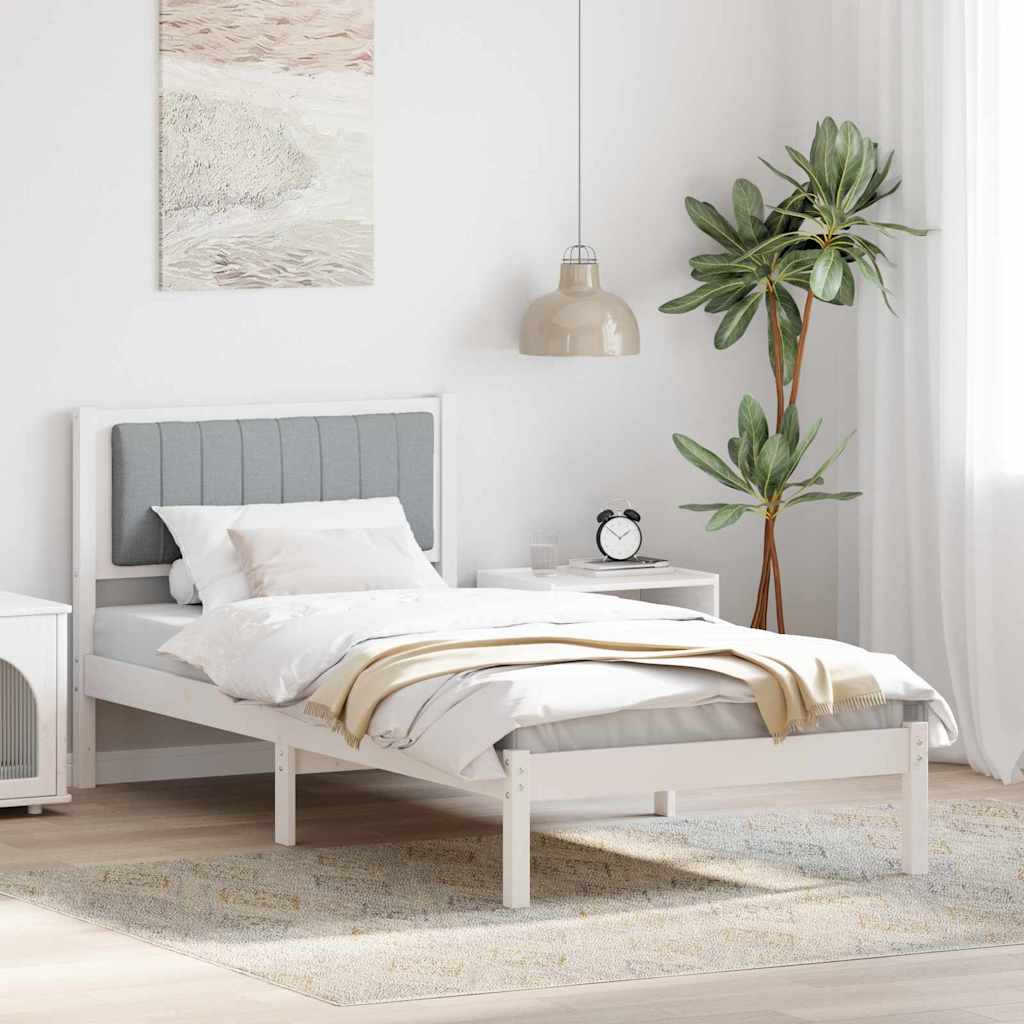 vidaXL Bedframe met Gevoerd Hoofdgedeelte Lichtgrijs 150 x 200 cm Stof