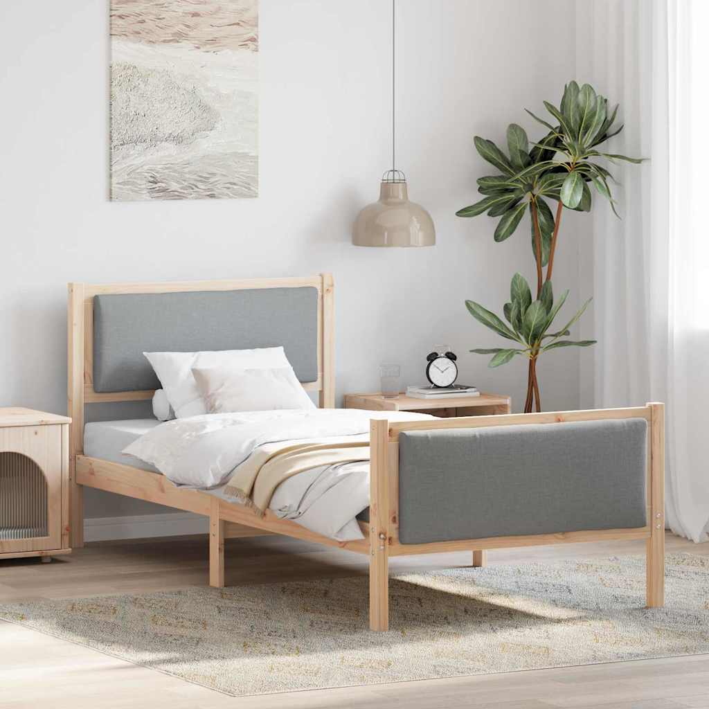 vidaXL Bedframe met hoofdeinde Lichtgrijs 200 x 200 cm Stof