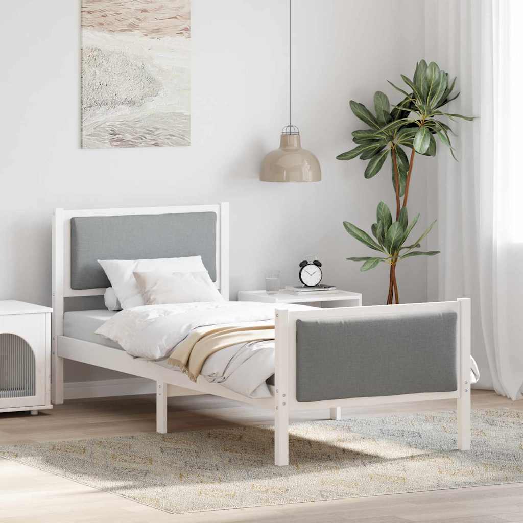 vidaXL Bedframe met hoofdeinde Lichtgrijs 200 x 200 cm Stof