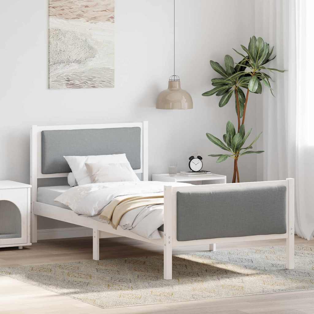 vidaXL Bedframe met hoofdeinde Lichtgrijs 200 x 200 cm Stof