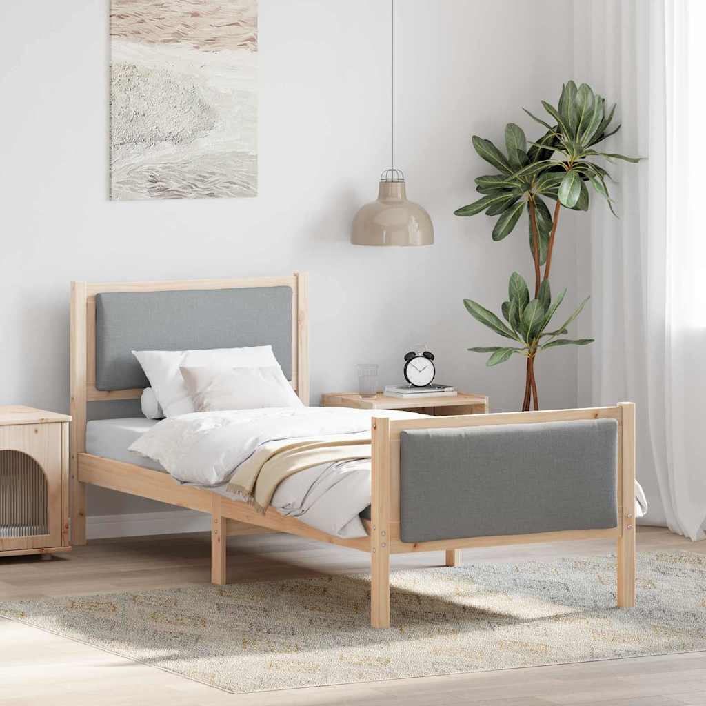 vidaXL Bedframe met hoofdeinde Lichtgrijs 200 x 200 cm Stof