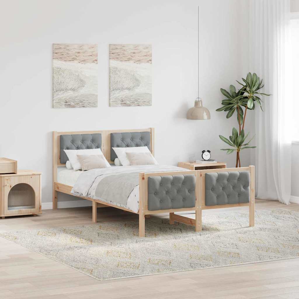 vidaXL Bedframe met hoofdeinde Lichtgrijs 75 x 190 cm Stof