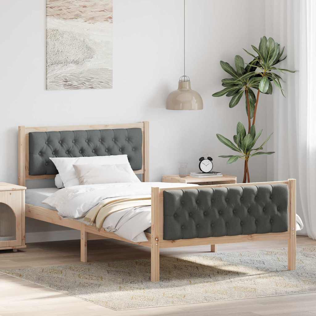 vidaXL Bedframe met hoofdeinde Lichtgrijs 75 x 190 cm Stof