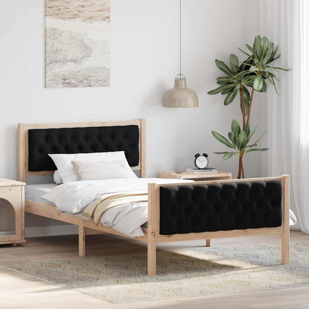 vidaXL Bedframe met hoofdeinde Lichtgrijs 75 x 190 cm Stof