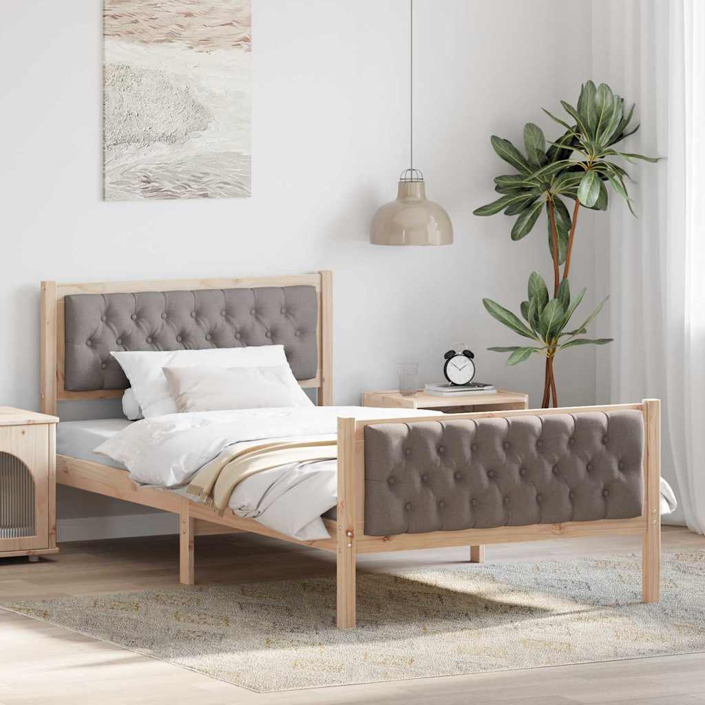 vidaXL Bedframe met hoofdeinde Lichtgrijs 75 x 190 cm Stof