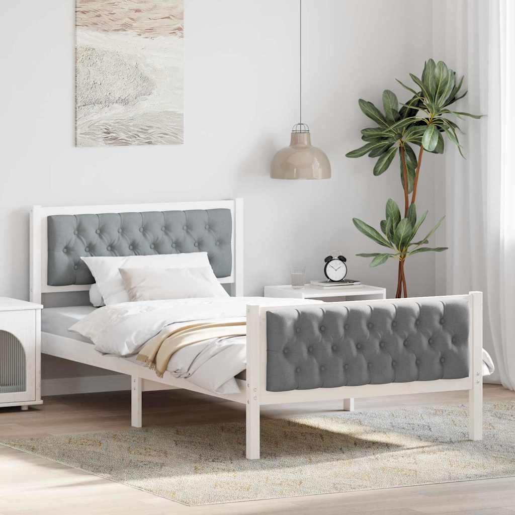 vidaXL Bedframe met hoofdeinde Lichtgrijs 75 x 190 cm Stof