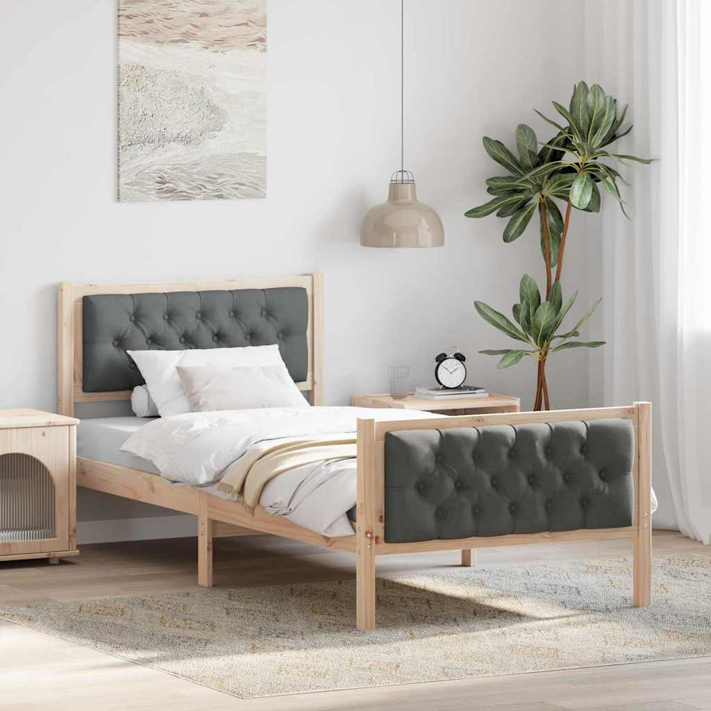 vidaXL Bedframe met hoofdeinde Lichtgrijs 75 x 190 cm Stof
