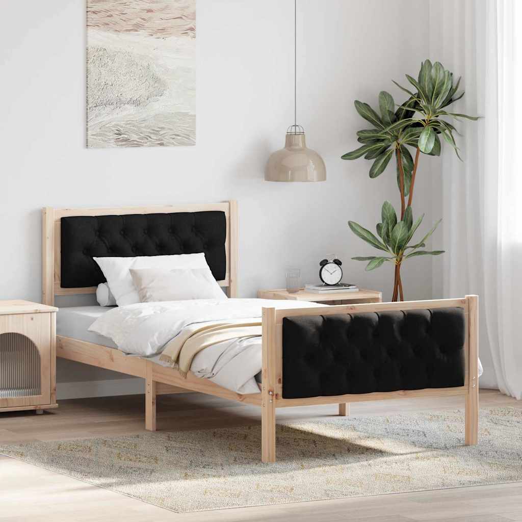 vidaXL Bedframe met hoofdeinde Lichtgrijs 75 x 190 cm Stof